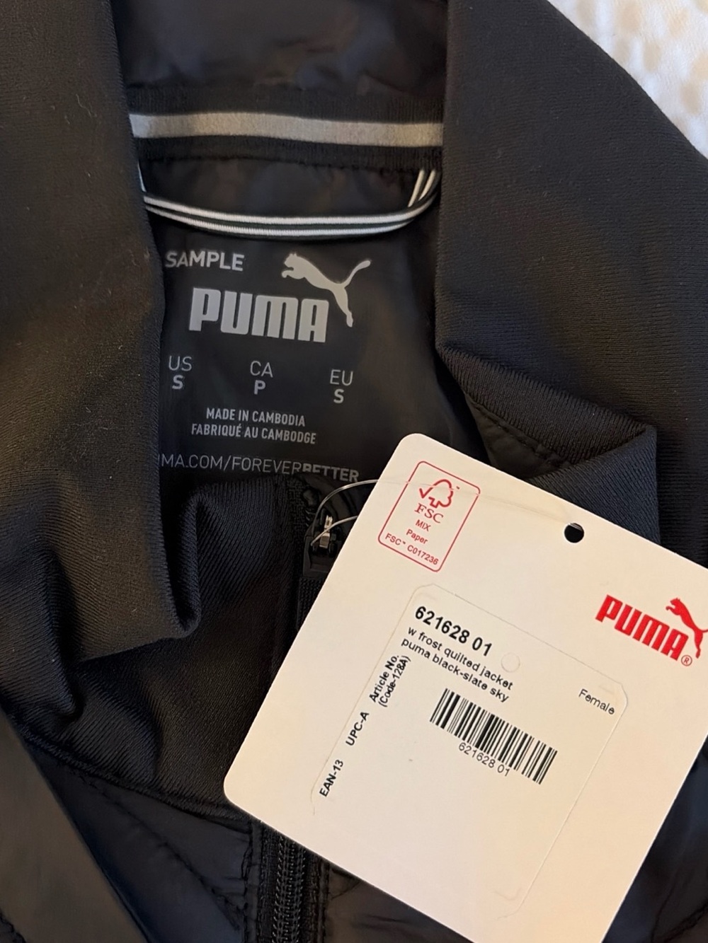 Puma Black Quilted Puffer Jacket with Tags